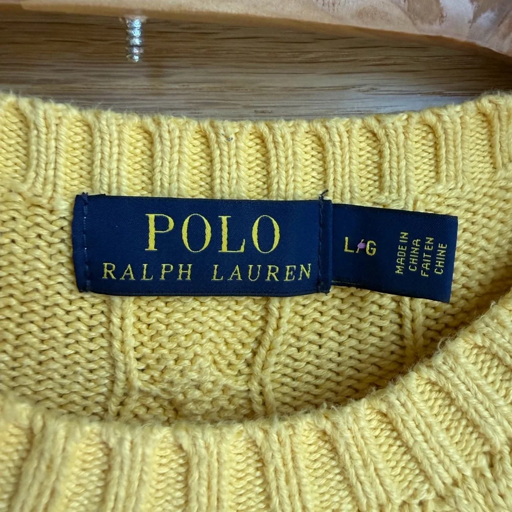 Polo Ralph Lauren Men's Yellow Cable-Knit Sweater Size L